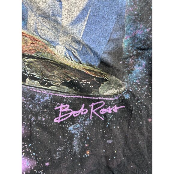 Bob Ross T-Shirt Men's Large Black Blue Intergalactic Outer Space Short Sleeve - Picture 5 of 6